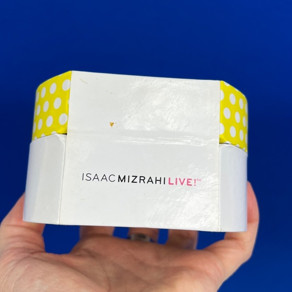 NWT/NIB🤩 |•ISAAC MIZRAH•| Live! Yellow & White Polka Dot Stretch Band Watch - Picture 8 of 12